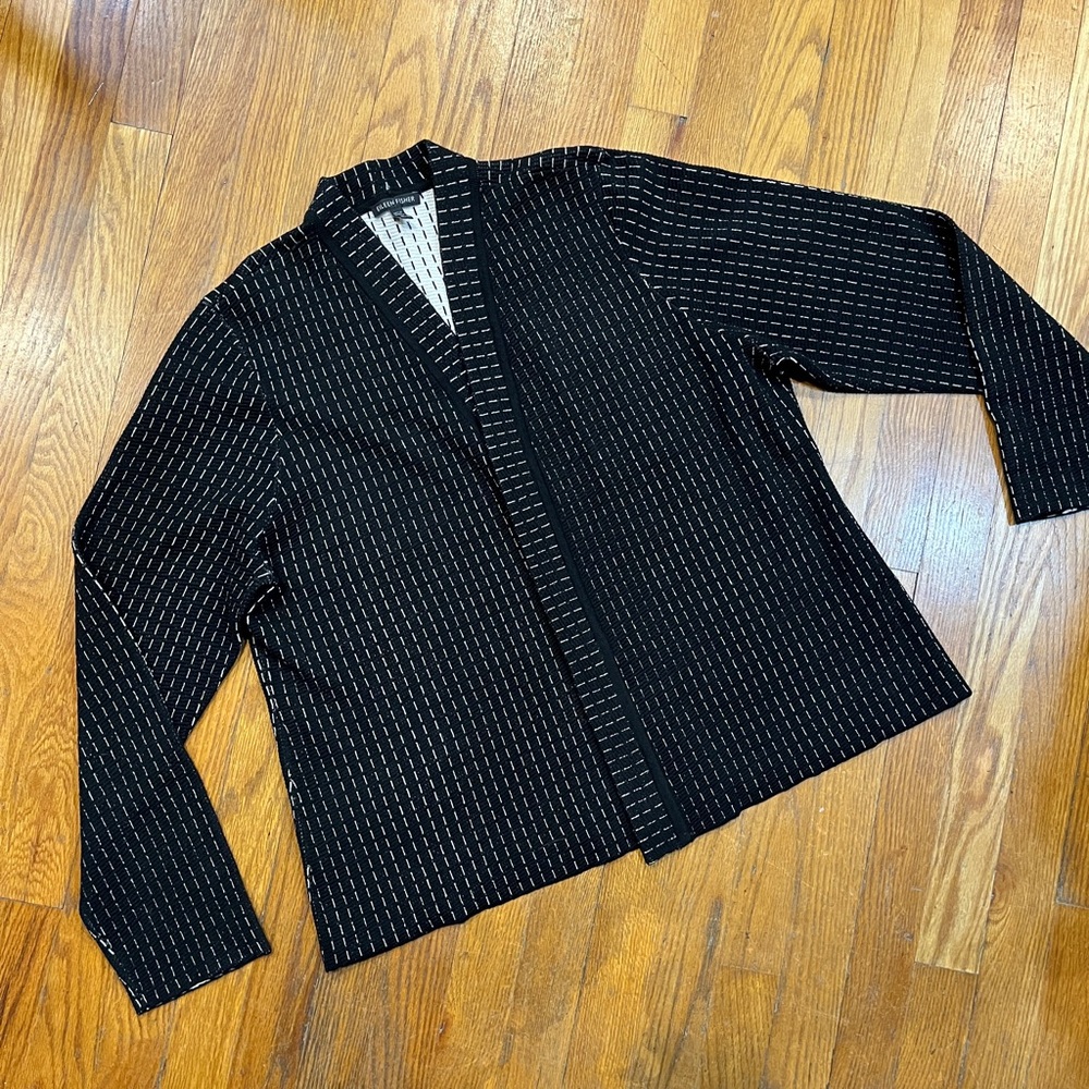 EILEEN FISHER SILK AND ORGANIC COTTON SIMPLE SHAPED CARDIGAN BLACK XL - Picture 9 of 14
